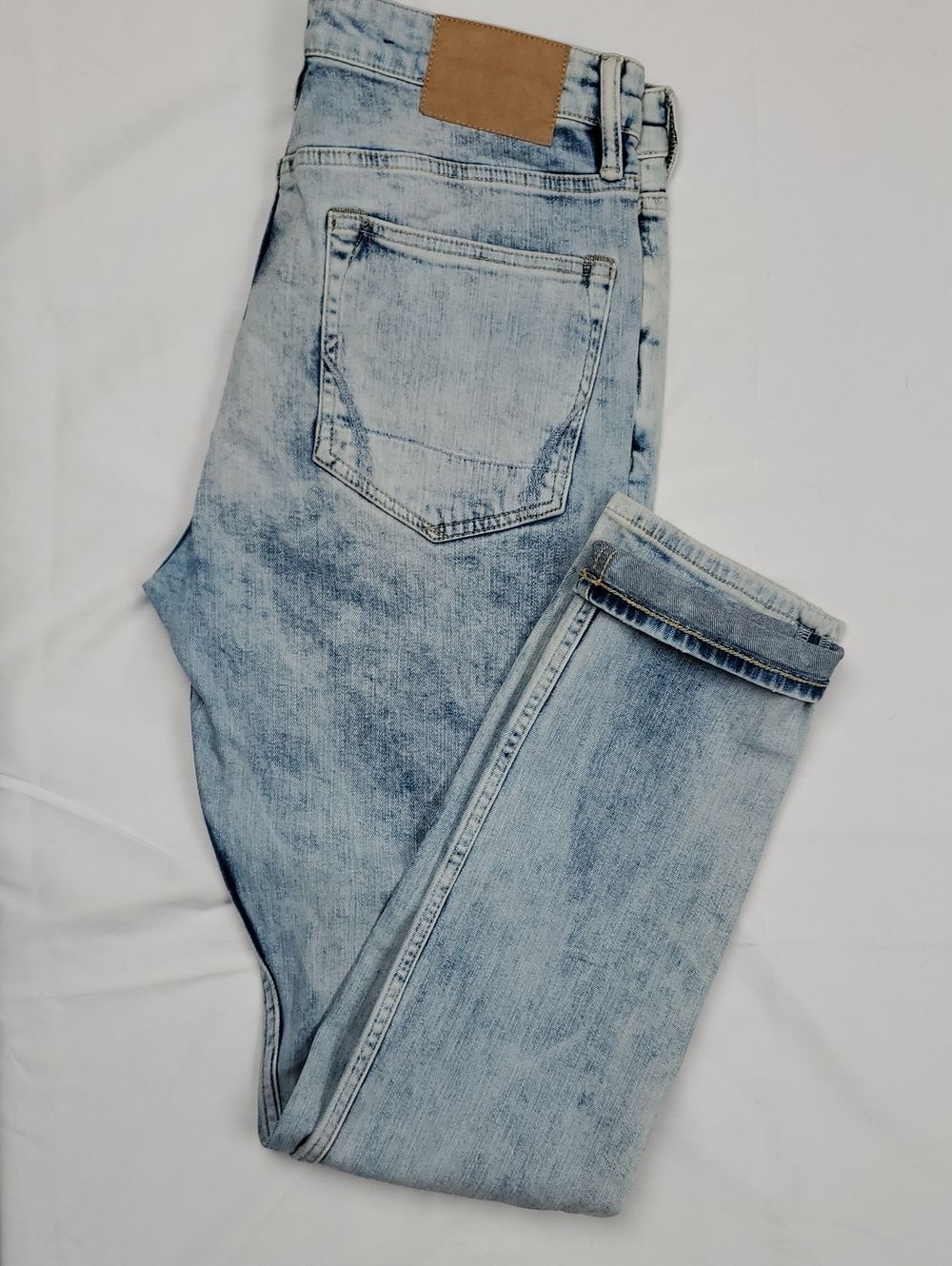 AllSaints Men 34x32 Cigarette Slim Tapered Light Wash Premium Denim Jeans